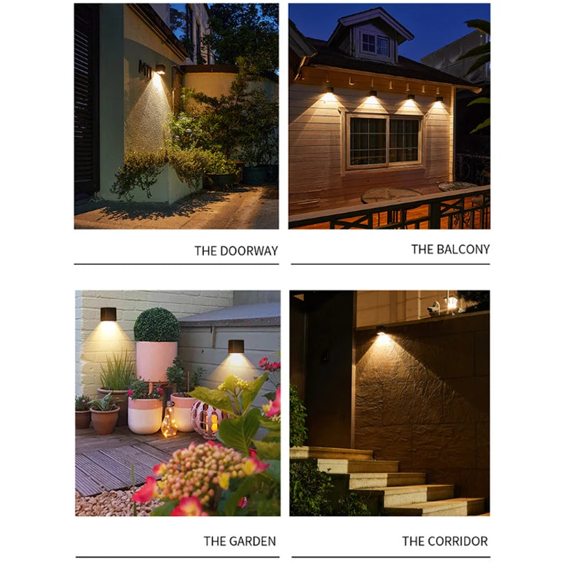 LED Solar Light Outdoor Garden Square Wall Lamp Sunlight Sensor IP65 Waterproof Courtyard Yard Balcony FENCE Decoration Lamps