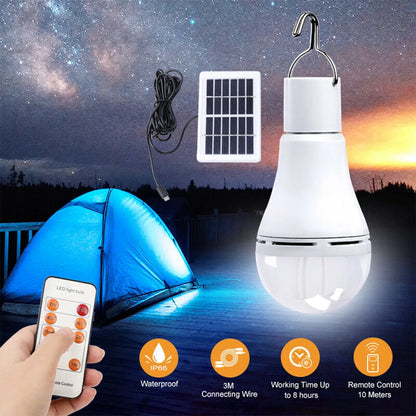 9W Premium Solar Light Bulb, Chicken Coop Supplies Shed Garden Lighting Lamp for Outdoor Hiking Camping Tent Fishing