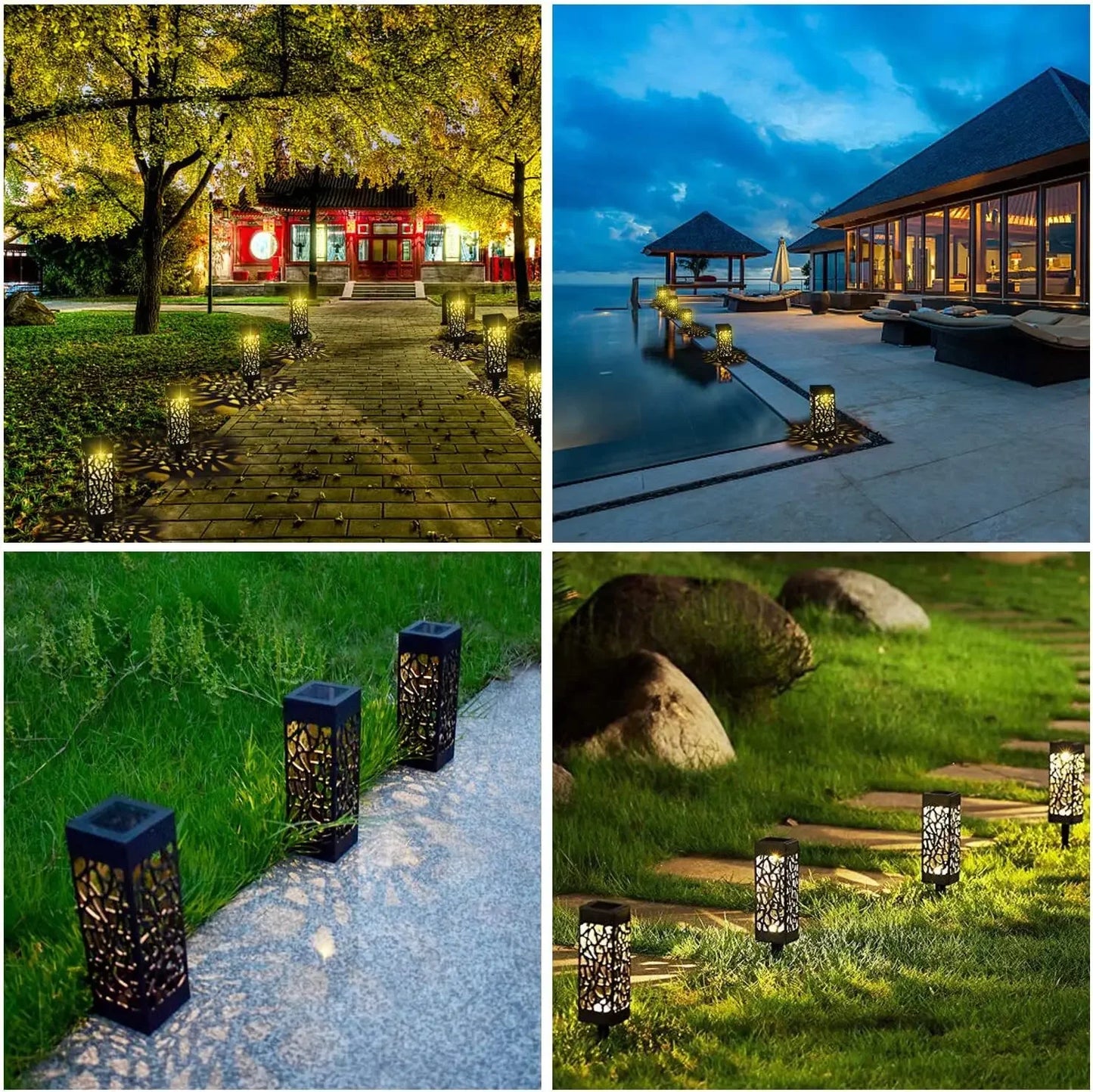 1/2/4/6PCS Outdoor Waterproof Solar Light Beautiful Hollow Lawn Lamp LED Light Sensor Light Garden Floor Plug Decorative Lights