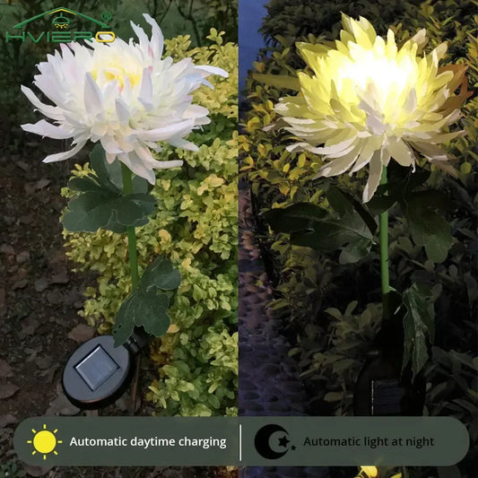 Chrysanthemum LED Solar Garden Light Artificial Simulation Flower Outdoor Balcony Post Home Lawn Park Courtyard Decorative Lamp