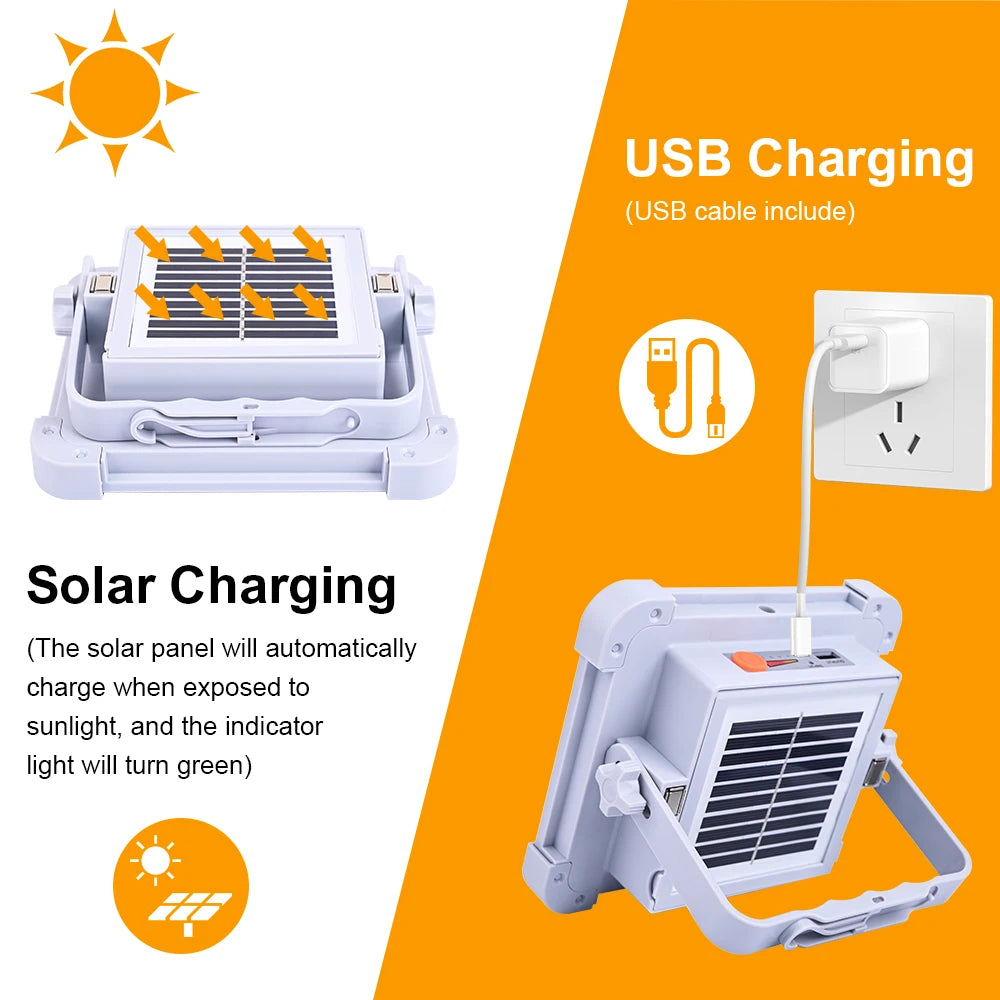 RECHARGEABLE 200W SOLAR FLOODLIGHT OUTDOOR LAMPS