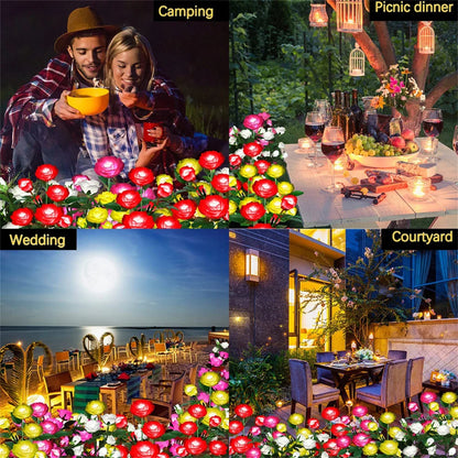 Solar Led Lights Outdoor Decorative 5 Heads Solar Garden Lights Rose Flower Lawn Lamp for Yard Patio Garden Decor