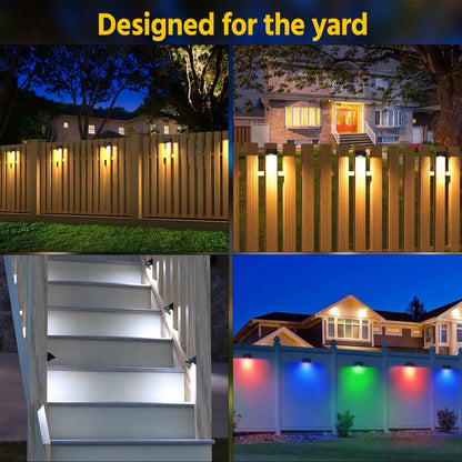 Solar LED RGBW Garden Decorative Lights Outdoor Fence Wall Light for Backyard Terrace Balcony Patio Decorative Lamp Waterproof