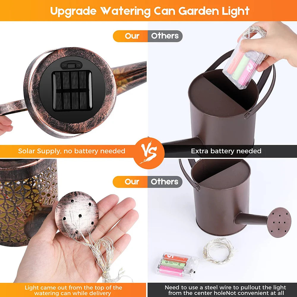 Solar  Watering Can Light Hanging Waterfall Lamp Waterproof Outdoor Garden Decorative Yard Porch Lawn Backyard Landscape Sun LED Lamp