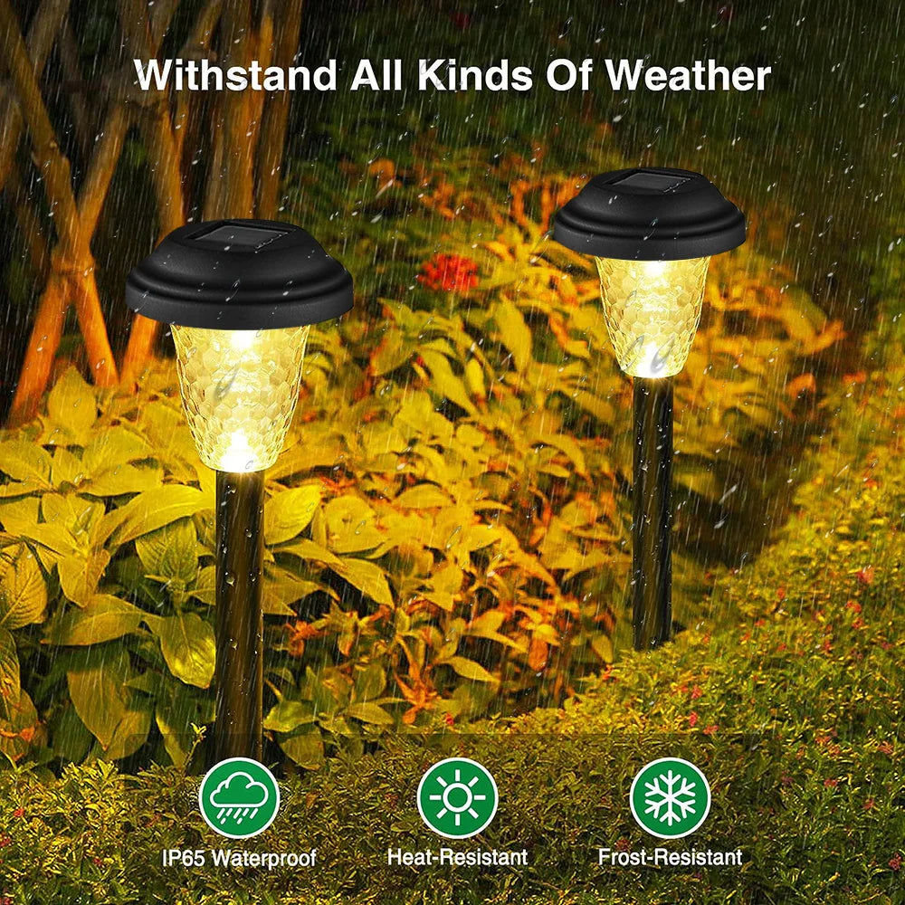 Solar Outdoor Lights New Garden Lamps Powered Waterproof Landscape Path for Yard Backyard Lawn Patio Decorative LED Lighting