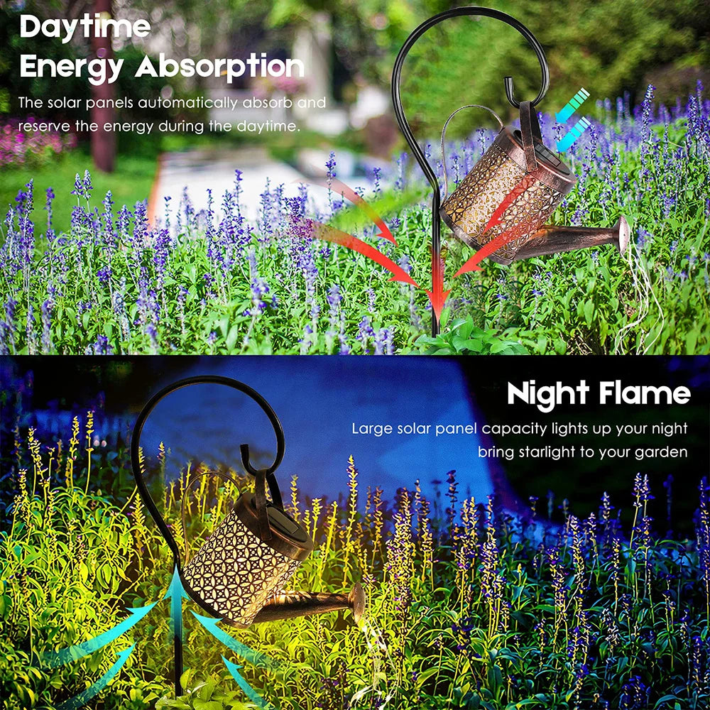 Solar  Watering Can Light Hanging Waterfall Lamp Waterproof Outdoor Garden Decorative Yard Porch Lawn Backyard Landscape Sun LED Lamp