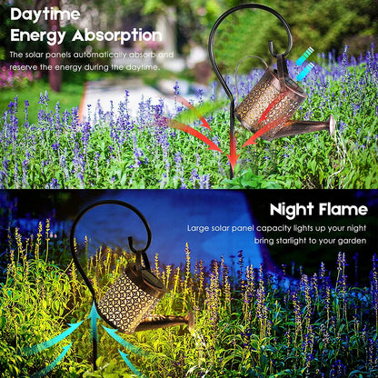 Solar  Watering Can Light Hanging Waterfall Lamp Waterproof Outdoor Garden Decorative Yard Porch Lawn Backyard Landscape Sun LED Lamp