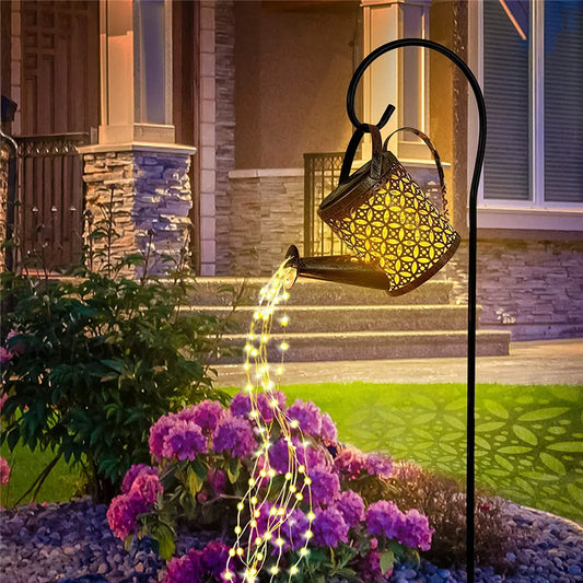 Solar  Watering Can Light Hanging Waterfall Lamp Waterproof Outdoor Decorative Yard Porch Lawn Backyard Landscape Sun LED Lamp