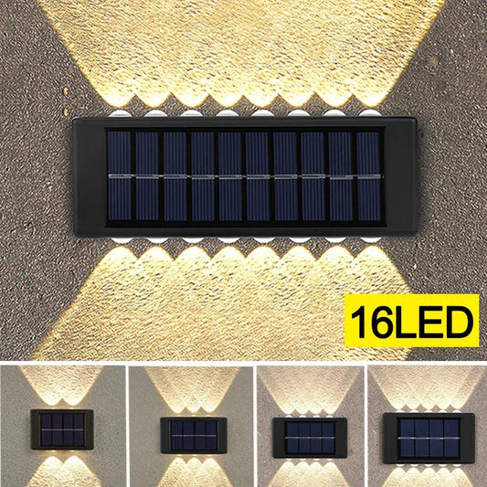 4/6/12/16 LED Solar Light Waterproof Wall Lamp Outdoor Up And Down Luminous Lighting for Garden Street Landscape Balcony Decor