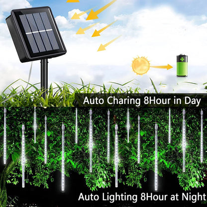 Meteor Shower Solar LED String Lights Garland Christmas Tree Decorative Outdoor Waterproof New Year Garden Lights