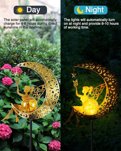 Fairy Solar Lights Outdoor Garden Decorative Lamp with Warm Light Waterproof Metal Decoration for Patio, Pathway or Yard Decor