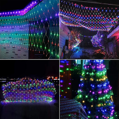 Solar Powered Decorative Net Light Mesh Fairy Lights Waterproof Garland With 8 Modes Timer Christmas Decorations For Home 3M X 2M,Holiday