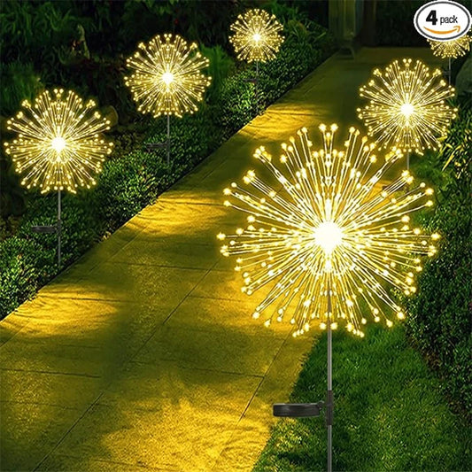 1/2/4Pcs Solar LED Firework Fairy Light Outdoor Garden Decorative Lawn Pathway Light For Patio Yard Party Christmas Wedding