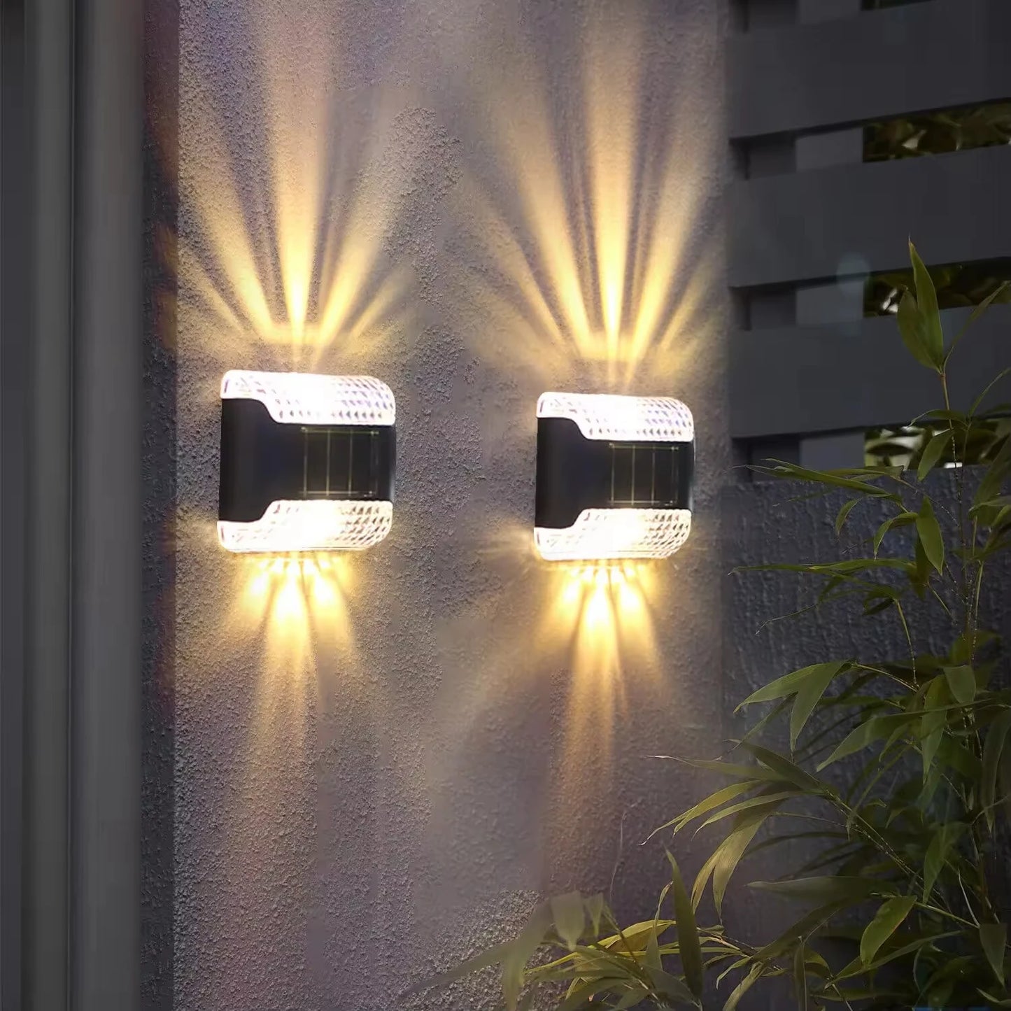 4pcs Solar Lights Up Down Wall Decorative Sconce Light Outdoor Backyard Deck Fence Post Lamp