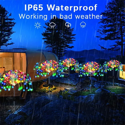 Solar Fireworks LED Light Outdoor Waterproof Solar Light 8 Lighting Modes DIY Starburst Fairy Light Holiday Decorative Lights