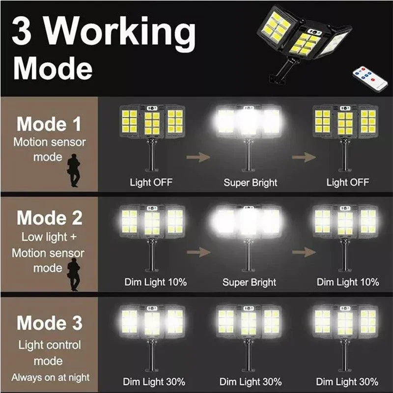 800 LED Powerful Outdoor Solar Street Lights Panel External Waterproof Motion Sensor Street Lamp Lighting Garden Yard