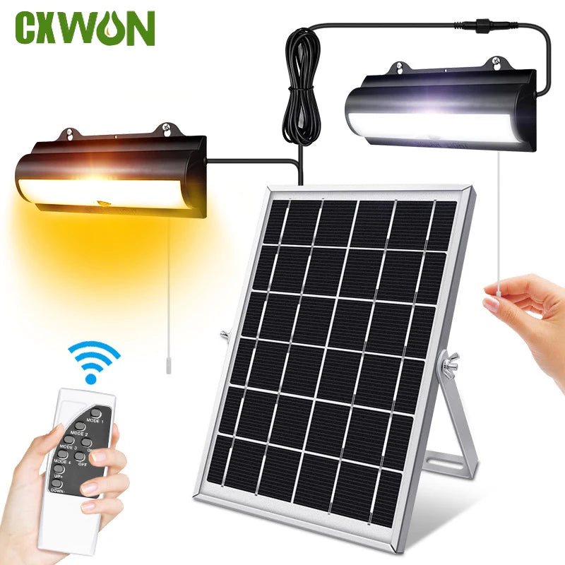 Outdoor Solar Pendant Light with Motion Detector Waterproof 4 Modes Lighting Garden Lamp  LED Floodlight Remote Shed Lights