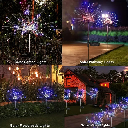 Solar Fireworks LED Light Outdoor Waterproof Solar Light 8 Lighting Modes DIY Starburst Fairy Light Holiday Decorative Lights