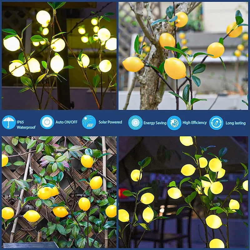 Outdoor Solar Lemon Light Lawn Courtyard View Garden Park Party View Atmosphere LED Entrance Festival Fruit Decorative Lamp