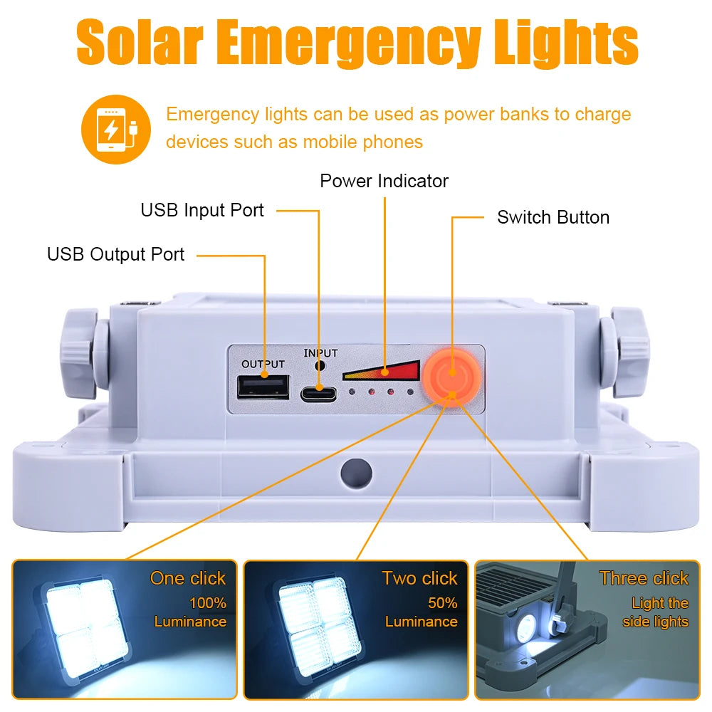 RECHARGEABLE 200W SOLAR FLOODLIGHT OUTDOOR LAMPS