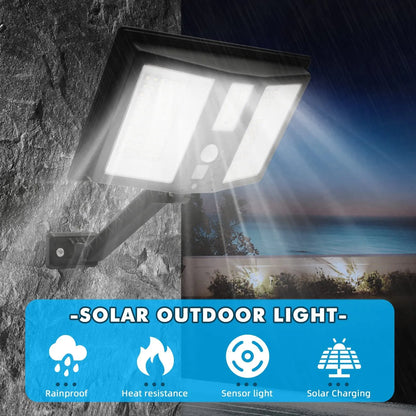 OUTDOOR SOLAR FLOODLIGHT WITH SENSOR LAMP 138 LED WATERPROOF WIRELESS PLUS REMOTE CONTROL