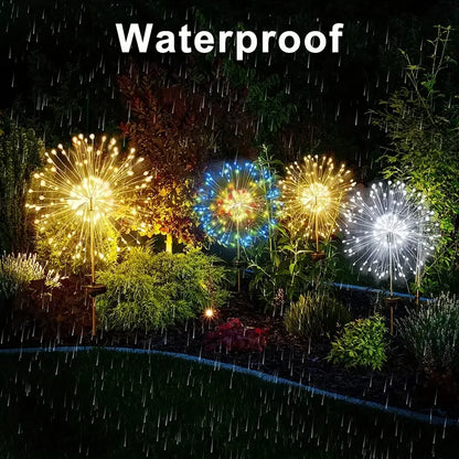 NEW 200LEDs Solar Decorative Fireworks Lights Outdoor Waterproof Solar Lights 8 Lighting Modes With Remote Control Decorations Light