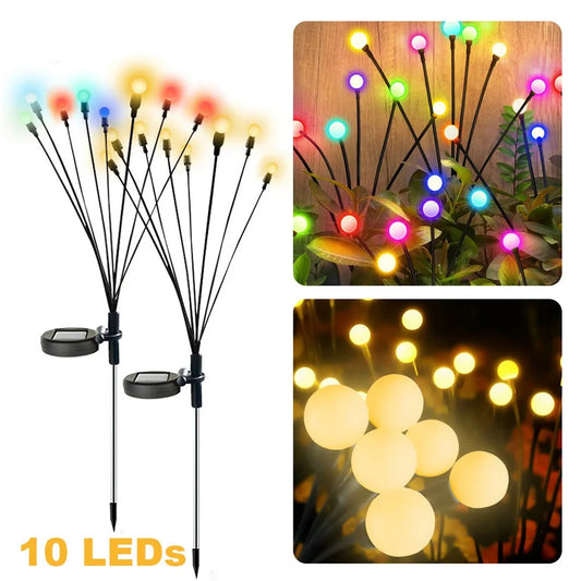 Solar Decorative Firefly Lights 6/8/10 Led Lawn Outdoor Waterproof Starburst Swaying Lamp for Courtyard Patio Decoration