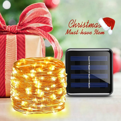 New Year Solar Lamp LED Outdoor 7M/12M/22M/32M String Decorative Lights Fairy Waterproof For Holiday Christmas Party Garlands Garden Decor