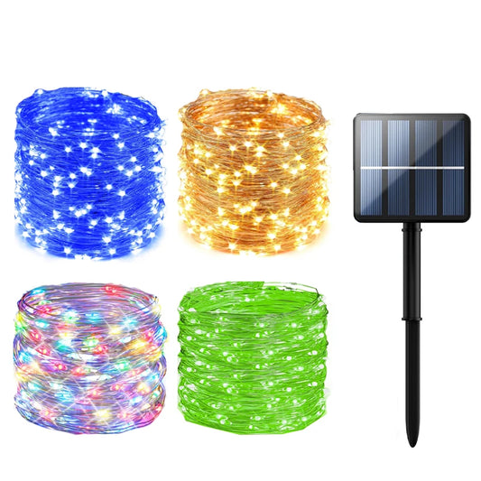 Solar Decorative String Fairy Lights 7m 12m 22m 32m LED Waterproof Outdoor Garland Solar Power Lamp Christmas For Garden Decoration