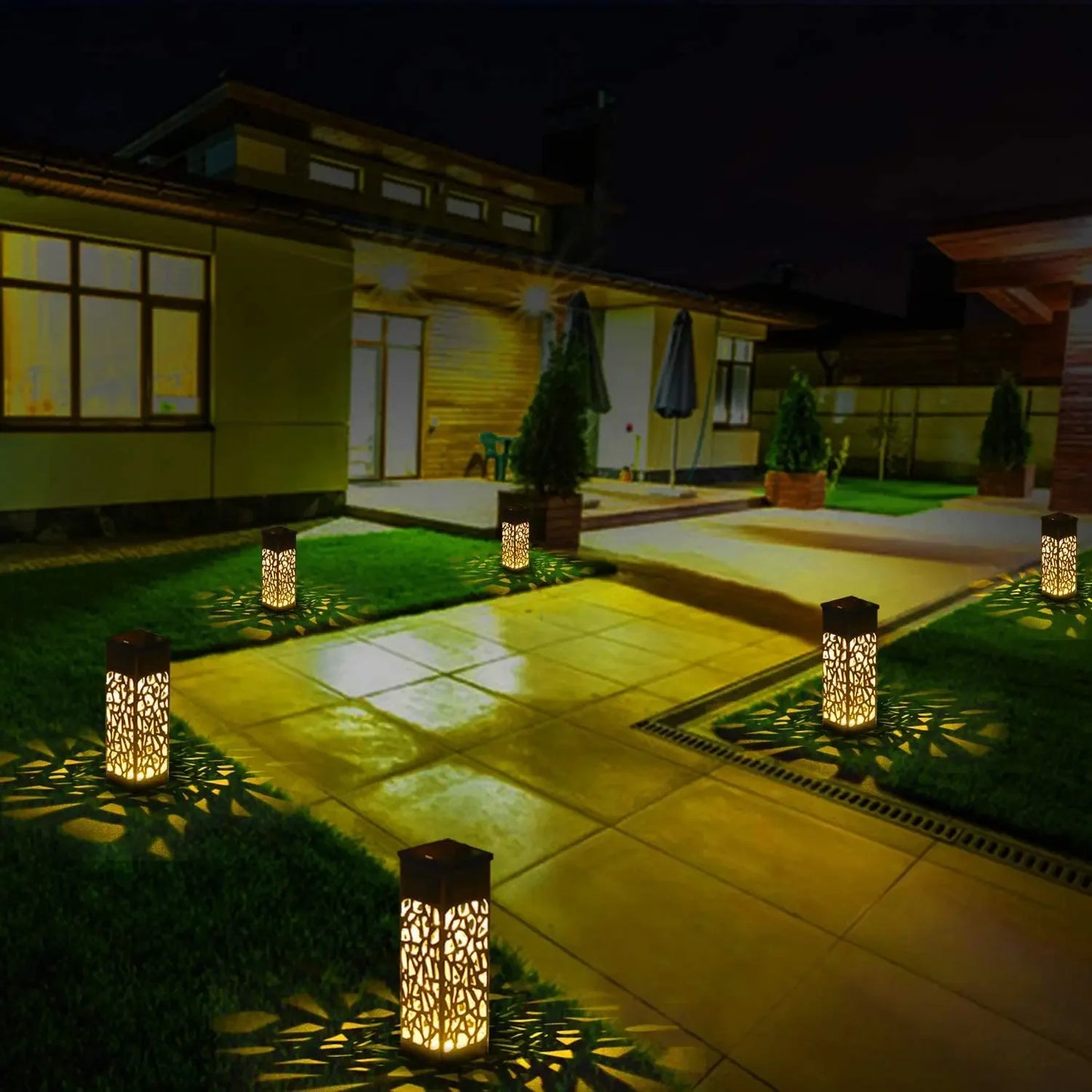 1/2/4/6PCS Outdoor Waterproof Solar Light Beautiful Hollow Lawn Lamp LED Light Sensor Light Garden Floor Plug Decorative Lights