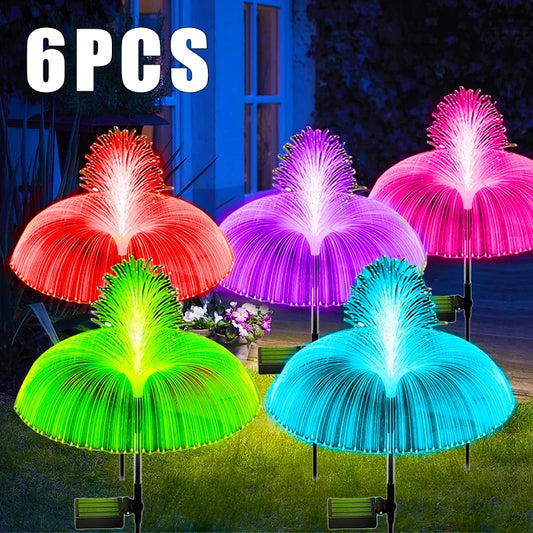 Outdoor LED Solar Pathway Lights Waterproof Jellyfish Decorative Garden Lawn Lights 7Color Change Yard Walkway Patio Solar Lamp