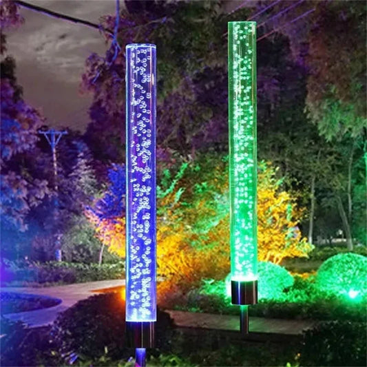 4/2/1PCS Solar Decorative Lights Outdoor Solar Tube Lights Solar Acrylic Bubble Light Waterproof RGB Color Changing LED Solar Lights