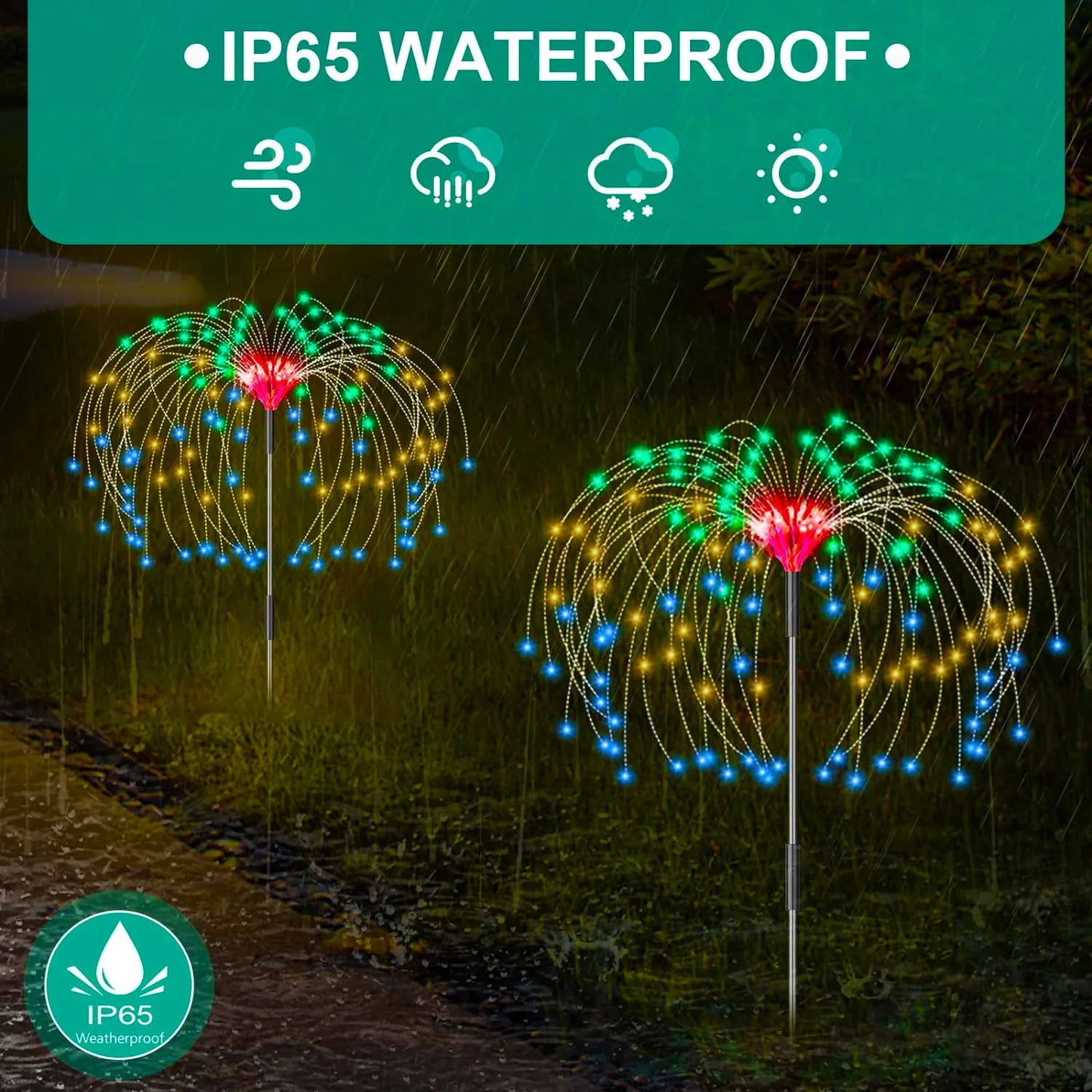 Outdoor Solar Decorative Firework Lights Solar Lights Outdoor Waterproof Patio Lights Yard Flowerbed Pathway Wedding Christmas Decor